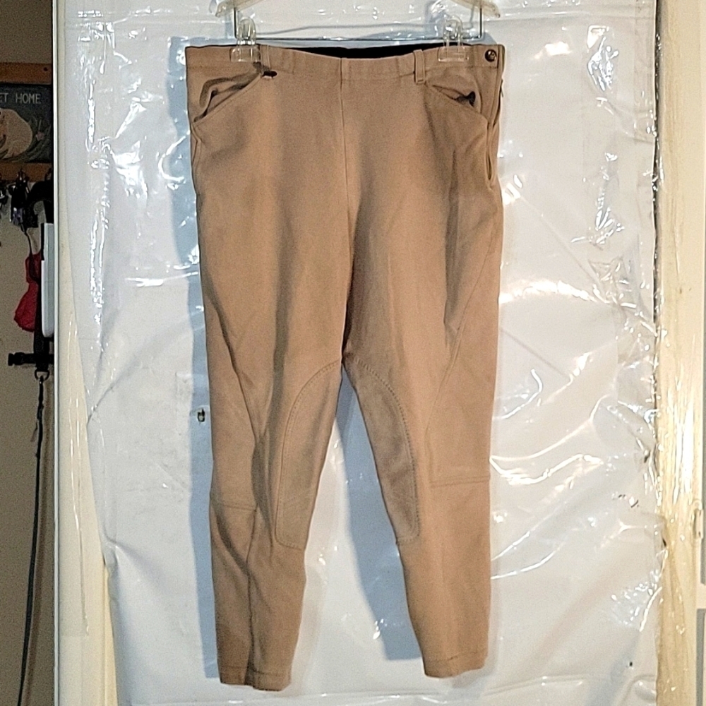 On Course Riding Breeches Tan Knee Patch Equestrian Pants Trousers M designer‎